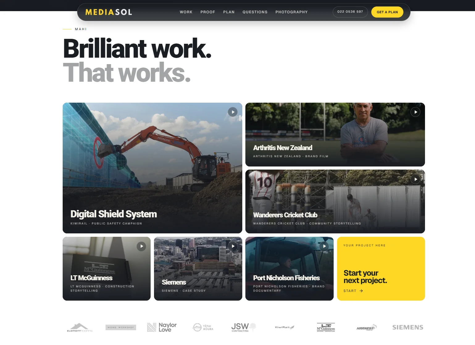 Mediasol website by Ben Mather Digital — Video agency with portfolio and custom quote tool. — desktop